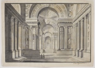 Interior with colonnades, design of theatre decoration, Jan Bogumil Plersch ca. 1732–1817
