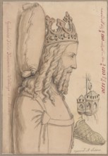 Fragment of a figure of King Casimir the Great from his tombstone in Wawel Cathedral in Kraków,