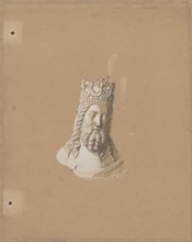 Head of a figure of King Casimir the Great from his tombstone in Wawel Cathedral in Kraków; drawing