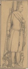 Figure of King Wladyslaw Jagiello from his tombstone in Wawel Cathedral in Kraków; drawing by