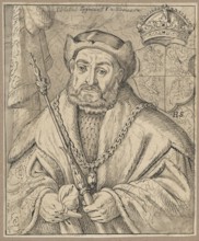 Portrait of King Sigismund I the Old at the age of 80, by Alexander Lesser 1814–1884, drawing,