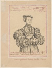 Oval portrait of Queen Elizabeth of Habsburg, after a miniature in the portfolio of Sigismund II