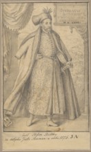Portrait of King Stefan Batory in noble attire, after an engraving by Jost Amman from 1576;