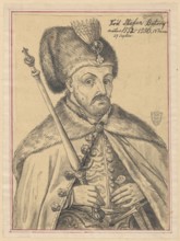 Portrait of King Stefan Batory with a scepter in his hand; draughtsman: Aleksander Lesser