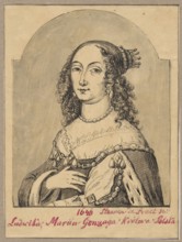 Portrait of Louise Maria Gonzaga after an engraving by Steven de Praet, engraving by Steven de
