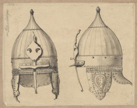 Moscow helmet, drawing of a Russian army helmet knights' armor, drawn on tracing paper glued with