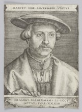 Portrait of Erasmus Baldermann, by Barthel Beham 1502–1540, graphic print, 1535 1st edition. German