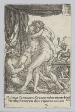 Hercules defending Hippodamia against centaurs, Aldegrever, Heinrich ca. 1502–1555/1561 graphic
