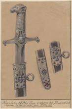Polish karabela with the inscription Si deus est nobis, quis contra nos; drawing; materials: