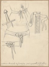 Sword hilt and knight's belt; verso: sketch of a decorative oval frame. Draughtsman: Aleksander