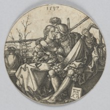 Lute Player with His Beloved in the Garden, Aldegrever, Heinrich ca. 1502–1555 aut. 1561 graphic