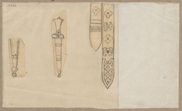 Daggers tulichy; Aleksander Lesser 1814–1884, author/illustrator; sketch on a sheet of paper glued
