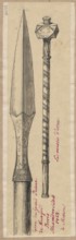Moscow mace and spearhead belonging to Boris Alexandrovich; drawing by Alexander Lesser 1814–1884
