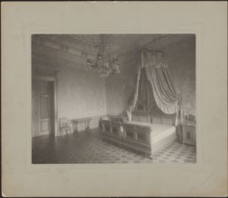 Lódz. Maurycy Poznanski's Palace . Bedroom interior with a double four-poster bed, Piotrowski