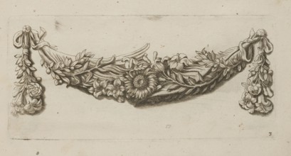Feston: Artus Quellinus 1609–1668 engraver?, Baroque; flowers, festoons, garlands, ornaments;