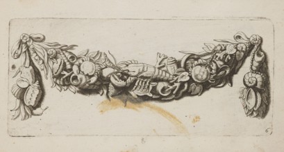 Feston: 6, Quellinus, Artus 1609–1668 engraver, leaves, crayfish, baroque style, festoons,