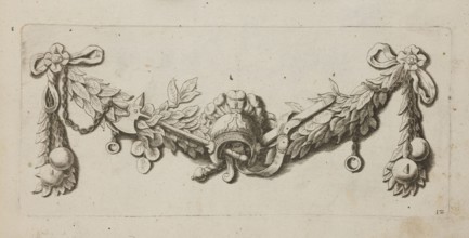 Feston: 12; Artus Quellinus 1609–1668 engraver?; baroque; weapons; festoons; ornaments;