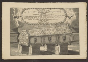 Sarcophagus of Margareta Brahe, Duchess of Hesse-Homburg; engraved by Johann Philipp Thelott