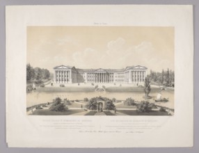 View of the palace in Romanów in Volhynia, lithograph after Józef August Ilinski by Charles Claude