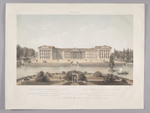 View of the palace in Romanów in Volhynia; lithograph by Charles Claude Bachelier, after an
