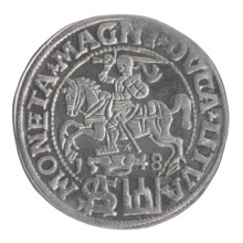 Lithuanian grosz on a Polish foot, Sigismund II Augustus (King of Poland; 1544–1572). Polish coin,