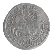 Lithuanian grosz on a Lithuanian foot, Sigismund II Augustus (King of Poland; 1544–1572). Obverse: