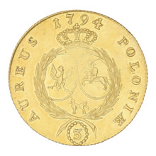 Triple Crown ducat of Stanislaw August Poniatowski (King of Poland, reign 1764–1795; lifespan