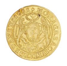 Gdansk ducat, Lesse, Daniel (1656–1685). John II Casimir Vasa (King of Poland; 1609–1672). Obverse: