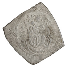 Teutonic quarter-guilder clip, Albrecht Hohenzollern (prince in Prussia; Grand Master; 1490–1568),