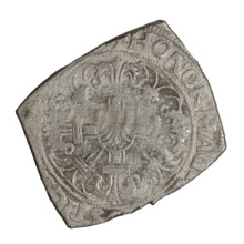 Teutonic quarter-guilder clip, Albrecht Hohenzollern (prince in Prussia; Grand Master; 1490–1568);