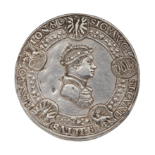 Crown medal thaler, Sigismund I the Old (King of Poland; 1506–1548). Obverse: Bust of Sigismund I