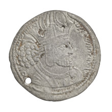 Drachma of Shapur I (ruler of Persia; 241–272). Obverse: Bust of Shapur I facing right, wearing a