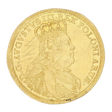 Crown double-ducat, August III Sas (King of Poland; 1733–1763), maker: Ernest Dietrich Croll (fl.