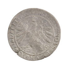 Lithuanian grosz, Sigismund I the Old (king of Poland; 1506–1548). Obverse: Polish crowned eagle,