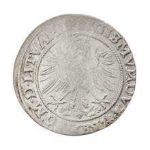 Lithuanian grosz, Sigismund I the Old (king of Poland; 1506–1548). R8 (rarity). Polish coin of the