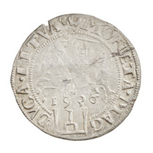 Lithuanian grosz, Sigismund I the Old (King of Poland; 1506–1548). Obverse: Crowned Polish Eagle;