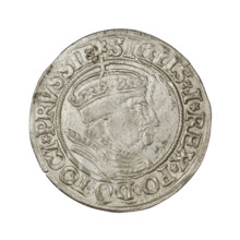 Prussian grosz of 1534 depicting Sigismund I the Old (King of Poland, 1506–1548). Obverse: crowned