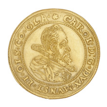 2 ducats, Charles II (Duke of Ziebice-Olesnica; 1587–1617). Obverse: male bust in armour with a