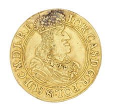 Gdansk ducat; maker: Daniel Lesse (active 1656–1685); subject: John II Casimir Vasa (King of