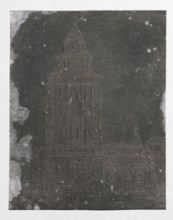 Town hall tower in Krakow with neo-Gothic guardhouse; Feliks Jablczynski (1865–1928), graphic