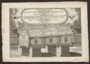 Sarcophagus of Margareta Brahe, Duchess of Hesse-Homburg; engraving by Johann Philipp Thelott