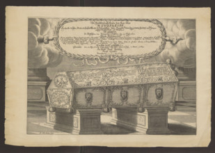 Sarcophagus of Margareta Brahe, Duchess of Hesse-Homburg; engraved by Johann Philipp Thelott