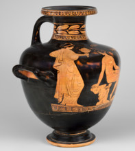 Red-figure Hydria, Amycus Painter (c. 420–410 BC), author. Red-figure hydria on a high, profiled