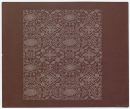 Ise katagami dyeing stencil (kôshi) with chrysanthemums and geometric patterns; maker: Ôsugi,