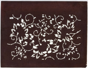 Katagami dyeing stencil, pattern for a yukata; stylized karakusa tendril pattern (karakusa), author