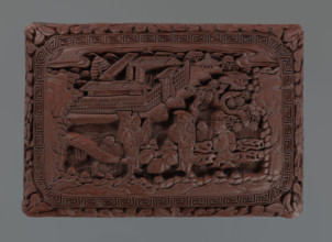 Box with a lid; Chinese art; figurative scenes; landscape motifs; Qing dynasty (1644–1911); pines;