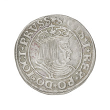 Prussian grosz, Sigismund I the Old (King of Poland; 1506–1548), R1 (rarity), R8 (rarity), eagles,