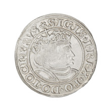 Prussian grosz, Sigismund I the Old (King of Poland; 1506–1548), 1532. Obverse: crowned male bust