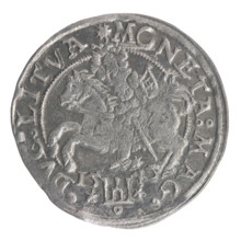 Lithuanian grosz per Lithuanian foot, Sigismund II Augustus (King of Poland; 1544–1572). Obverse: