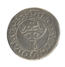 Gdansk grosz - piefort, Sigismund I the Old (King of Poland; 1506–1548). Polish coin, Jagiellon